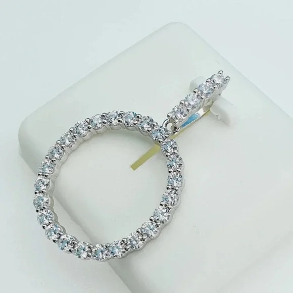 925 Sterling Silver Cubic Zirconia Initial Pendant, UU1P6A6181
